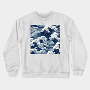 Ephemeral Crests: Hokusai Waves Reimagined Crewneck Sweatshirt